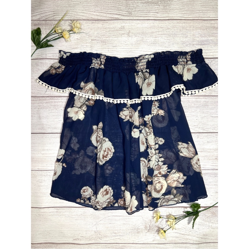 Vivace Floral Ruffle Off The Shoulder Top - Picture 2 of 13